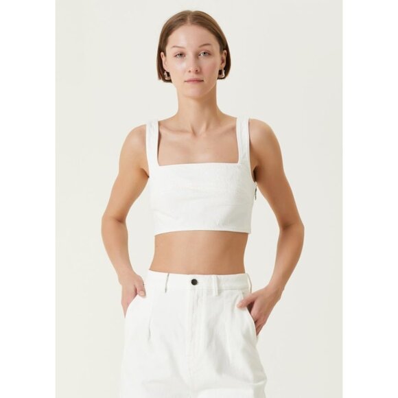 Loulou Studio Anet Bra Top in Ivory XSmall New Womens Denim Crop Tank - Picture 14 of 16
